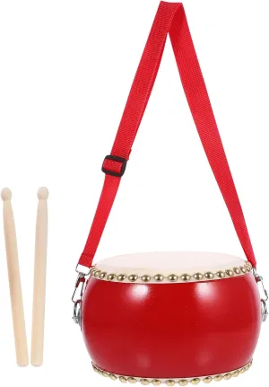1 Pc Drum Set for Kids, Toddler Drum Kids Drum Baby Drum Hand Drums for Kids Musical Toy Drum Set with Sticks and Straps Musical Instruments for Kids, 15x12cm Wooden Toys