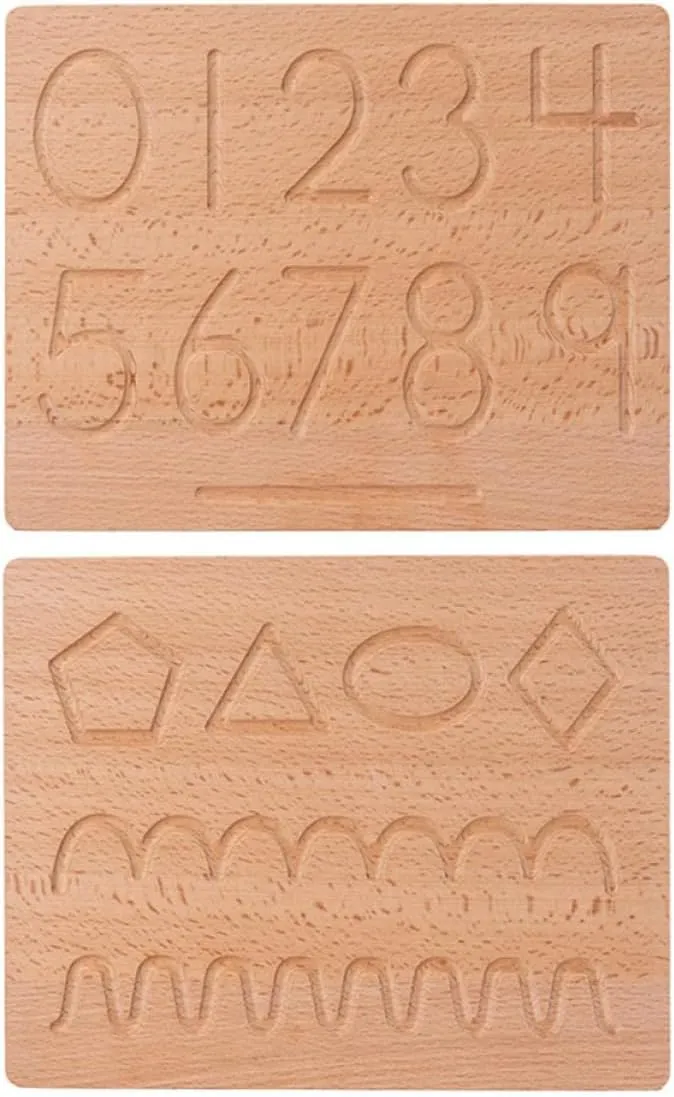1 Set Tracing Writing Board for Number Recognition Educational Learning Plaything Smooth Wood Finish Present for Early Development Activities