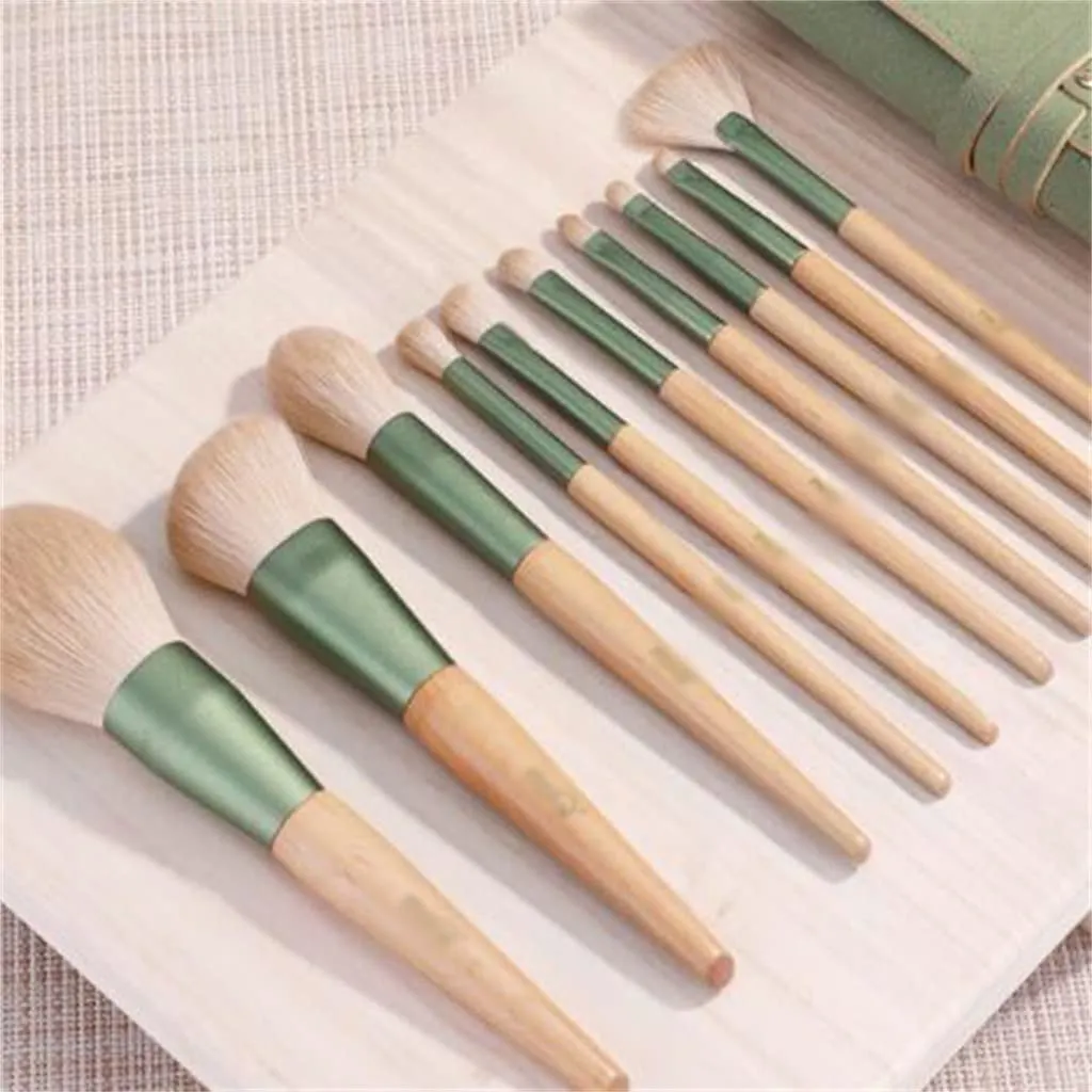 10 Qingluo Makeup Brush Set Blush Loose Powder Eyeshadow Brush Beauty Tool(As the picture shows,D)