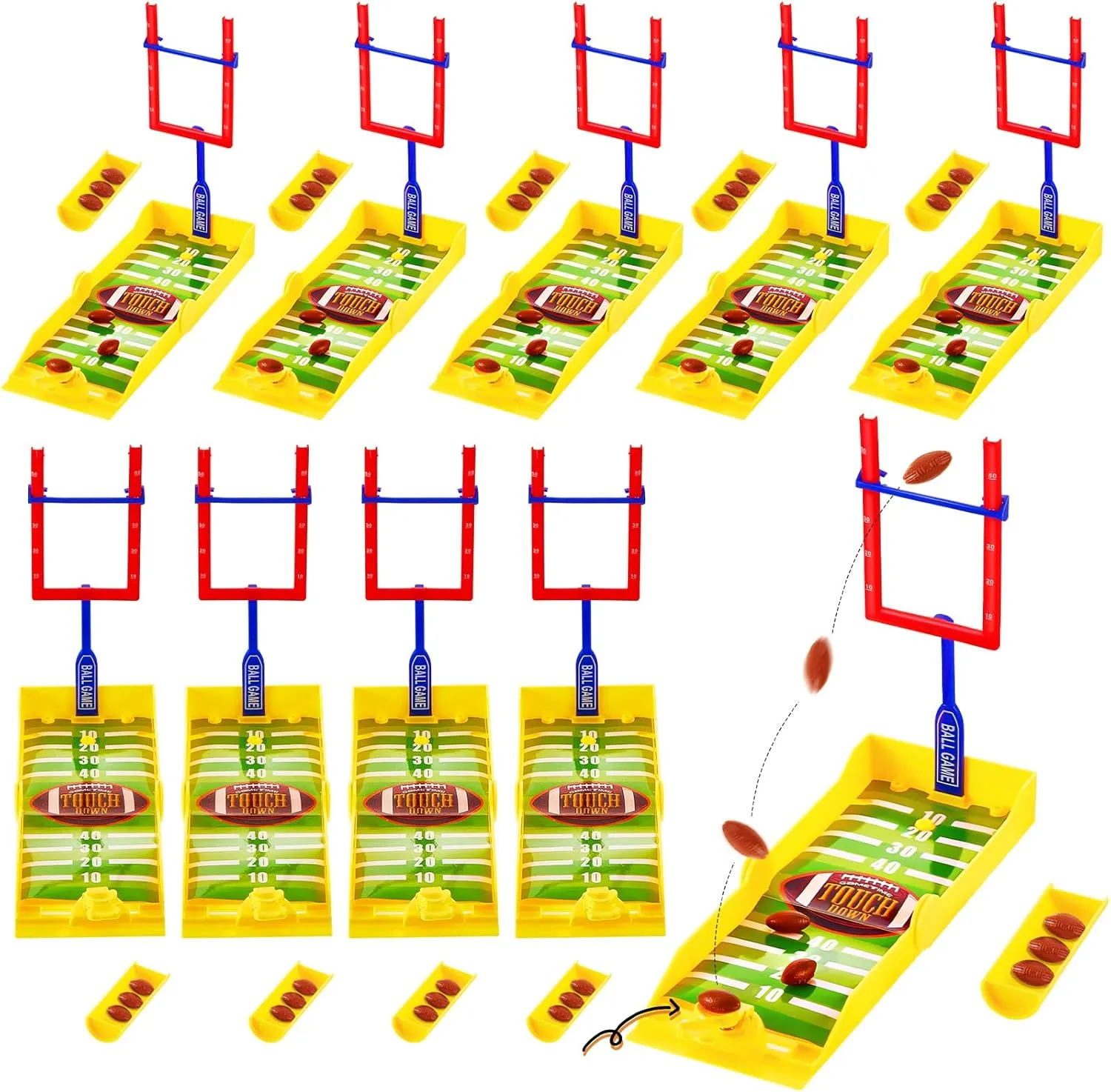 10 Sets Mini Football Game Desktop Football Games Field Goal Football Table Game with Foam Football Goal Post, Bases, Football, Catapults Finger Board Games for Sports Party Office Gifts