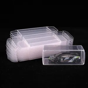 100 PCS 1/64 Scale Model Car Display Case Transparent Toy Car Display Boxes Square Clear PVC Plastic Boxes 1/64 Protector Clear Cases for Hot Wheels and Matchbox Collectors 40x30x82mm