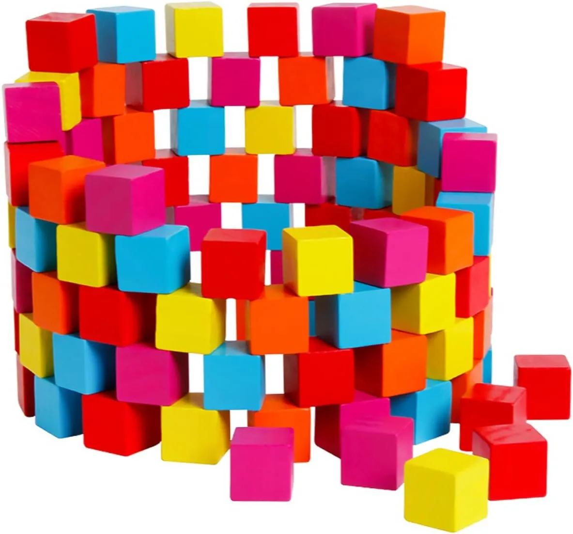 100pcs Colorful Cube Blocks Educational Teaching Aid for Boy Girl Fun Early Learning Playthings for Preschool and Creative Activities