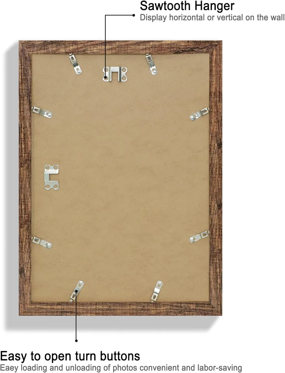 10x14 Picture Frame Set of 2, Made of Glass and Rustic Brown Wooden Frame, Display 8x12 Pictures with Mat or 30 x 40cm Diamond Painting Art without Mat for Wall Mounting, Gallery Photo Frames