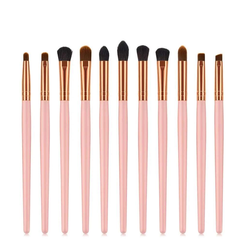 11 x makeup brush eye set eye shadow eyebrow brush wood handle powder gold makeup tool