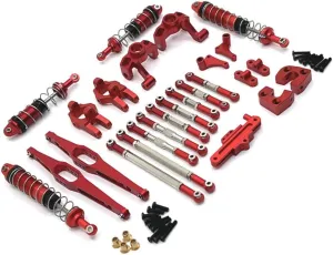 1/12 Scale RC Vehicle Shock Absorber Assortment Set Vehicles Pull Rod Assorted Kit Repair Upgrade Replacement for WL Toy 12429, Red