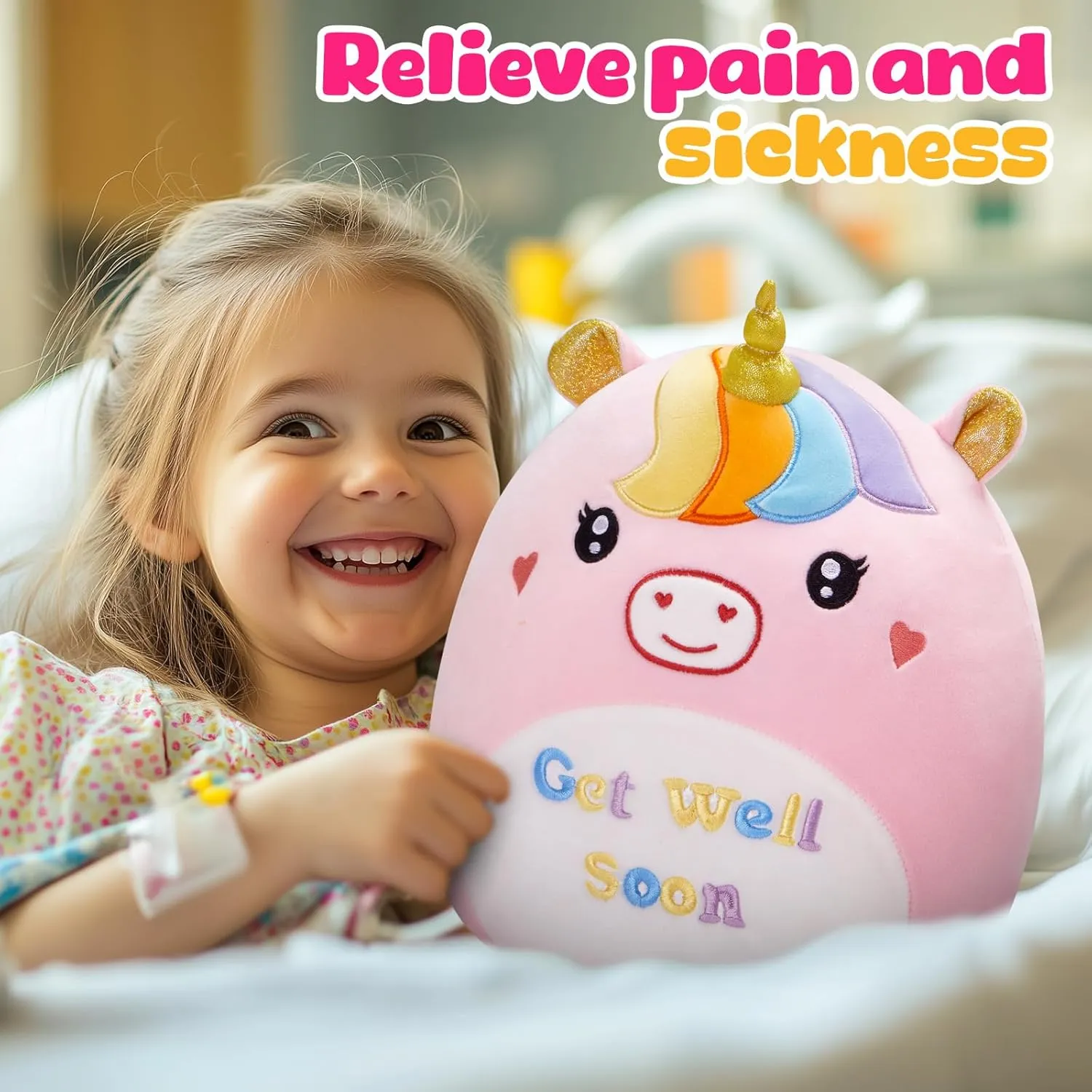 12’’ Get Well Soon Unicorn Plush Pillow,Get Well Soon Gift for Women Girls Kids Patient,Soft Cute Unicorn Stuffed Animal Feel Better Plush Toy,Sofa Cushion Home Decoration