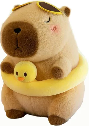 12 Inch Cute Animal Capybara Plush Toy with Yellow Tube, Cute Animal Plush, Cute Doll Gift for Kids for Girls/Boys, Kawaii Anxiety Stuffed Animal Plushie, Bedtime Huggable Companion