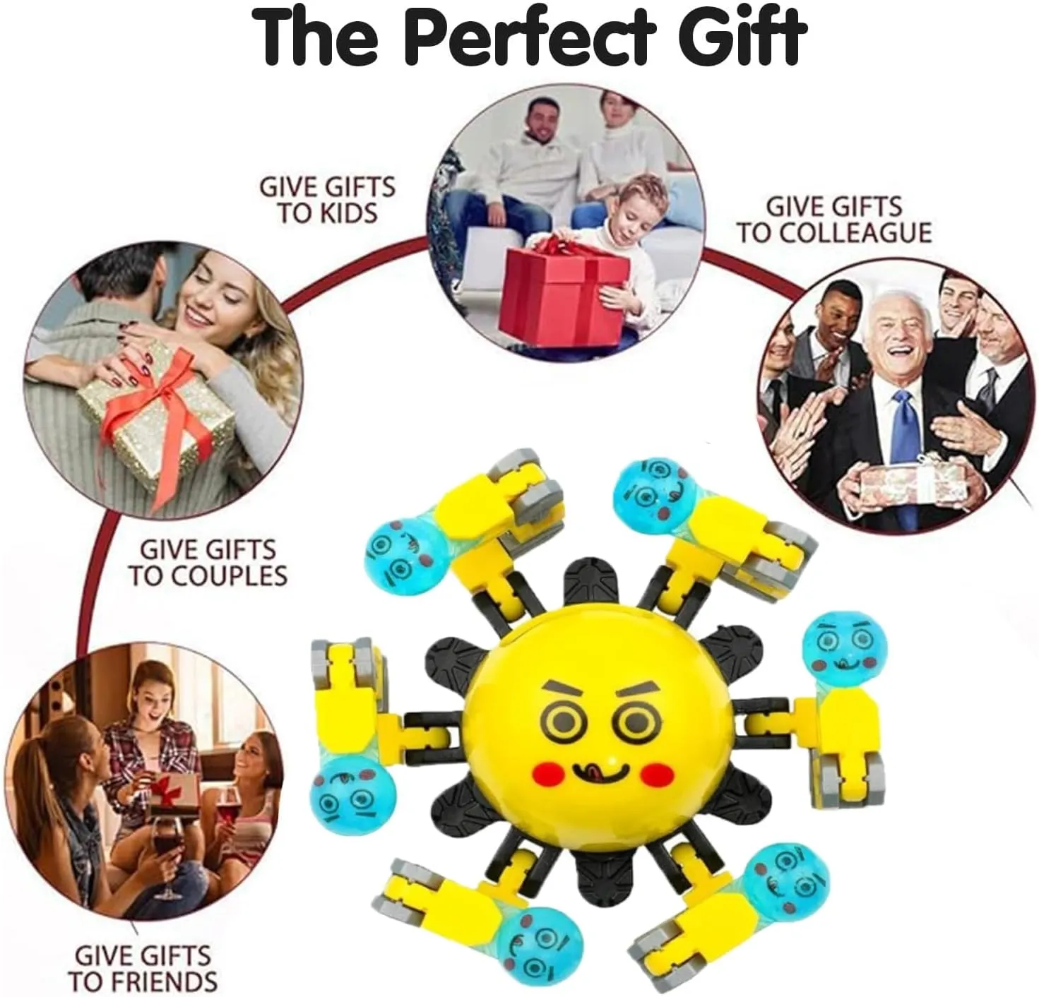 12 Pcs Transformable Fidget Spinner Toys for Kids, Stress Relief Sensory Toys for Autism ADHD, Birthday Party Favors, Easter Basket Essentials, Classroom Prizes, Stocking Stuffers for Boys Girls
