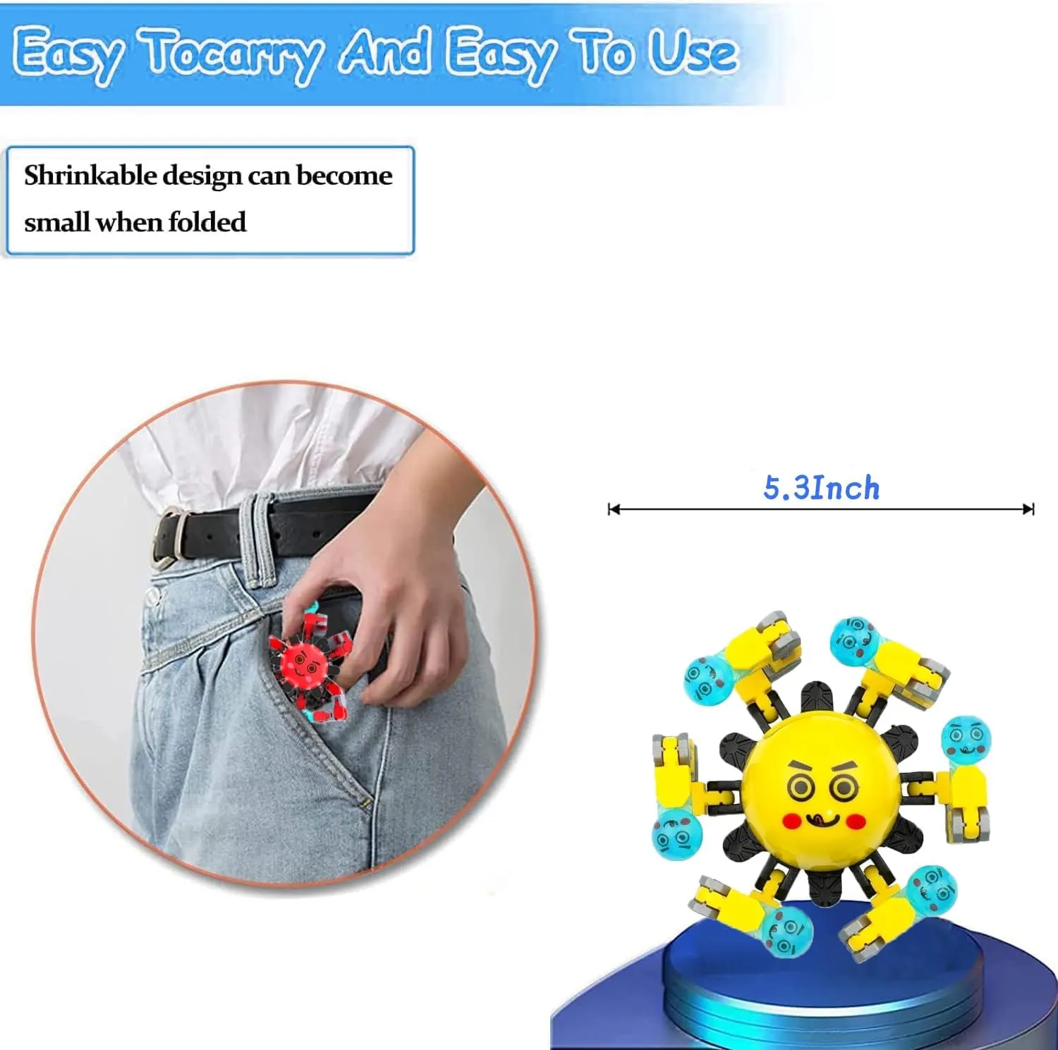 12 Pcs Transformable Fidget Spinner Toys for Kids, Stress Relief Sensory Toys for Autism ADHD, Birthday Party Favors, Easter Basket Essentials, Classroom Prizes, Stocking Stuffers for Boys Girls