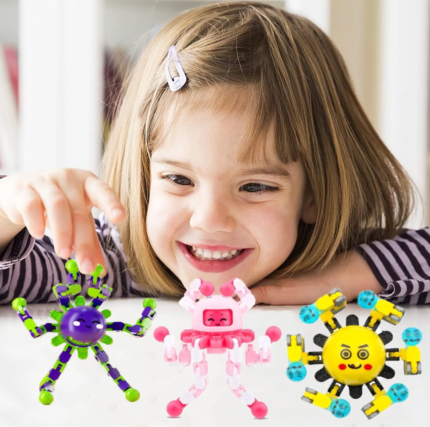 12 Pcs Transformable Fidget Spinner Toys for Kids, Stress Relief Sensory Toys for Autism ADHD, Birthday Party Favors, Easter Basket Essentials, Classroom Prizes, Stocking Stuffers for Boys Girls