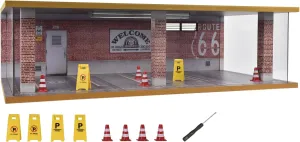 1/24 Scale Model Car Display Case with Light, 1 24 Diecast Cars Storage Cases in Parking Lot Scene, Acrylic Toy Garage for Alloy Car Models (Grey-8 Parking Place) (Red Brick, 1/24)