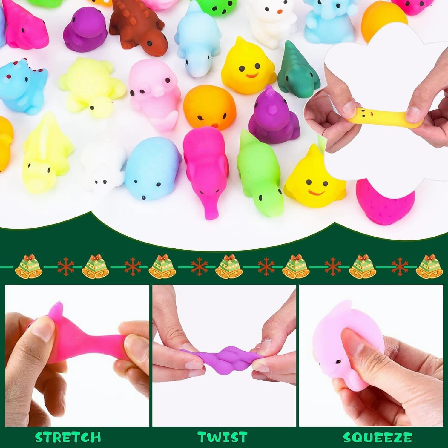 160 Pack Mochi Squishy Toys for Kids and Adult, Kawaii Squishies Squishy Toy Party Favors, Squishies Mochi Stress Reliever Anxiety Toys for Goodie Bag and Christmas Stocking Stuffers, 3 Ages
