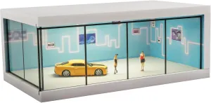 1:64 Car Model Display case with USB Lights for Hot Wheels, Storage for 1/64 Scale diecast Model Cars, Parking Garage Showcase and car Showroom Diorama (Bule)