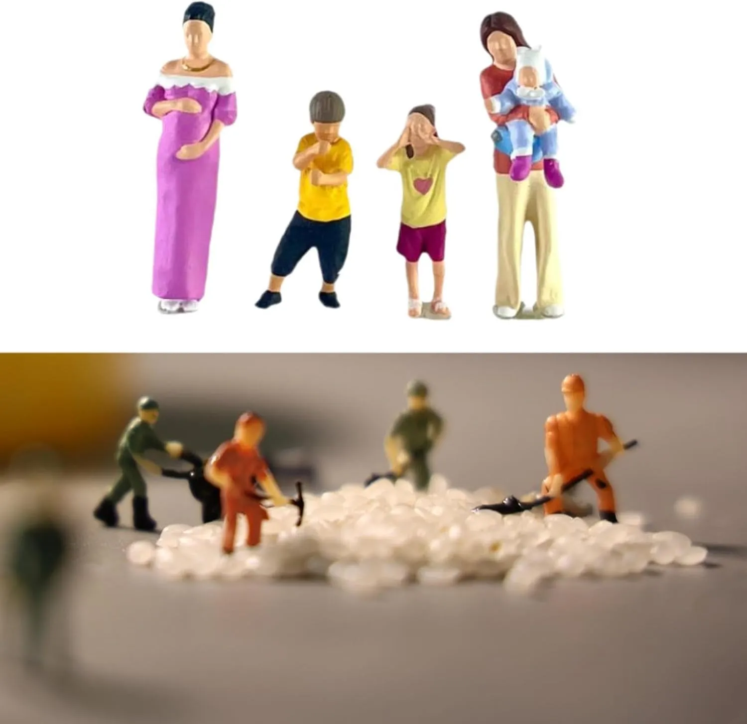 1:64 Scale Diorama Figures People Figurines Set Ideal Gifts Desktop Ornament Hobby Dollhouse Accessories Miniature Scene, Four People Set