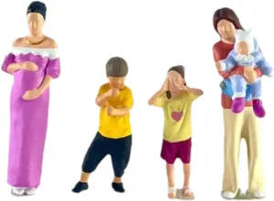 1:64 Scale Diorama Figures People Figurines Set Ideal Gifts Desktop Ornament Hobby Dollhouse Accessories Miniature Scene, Four People Set