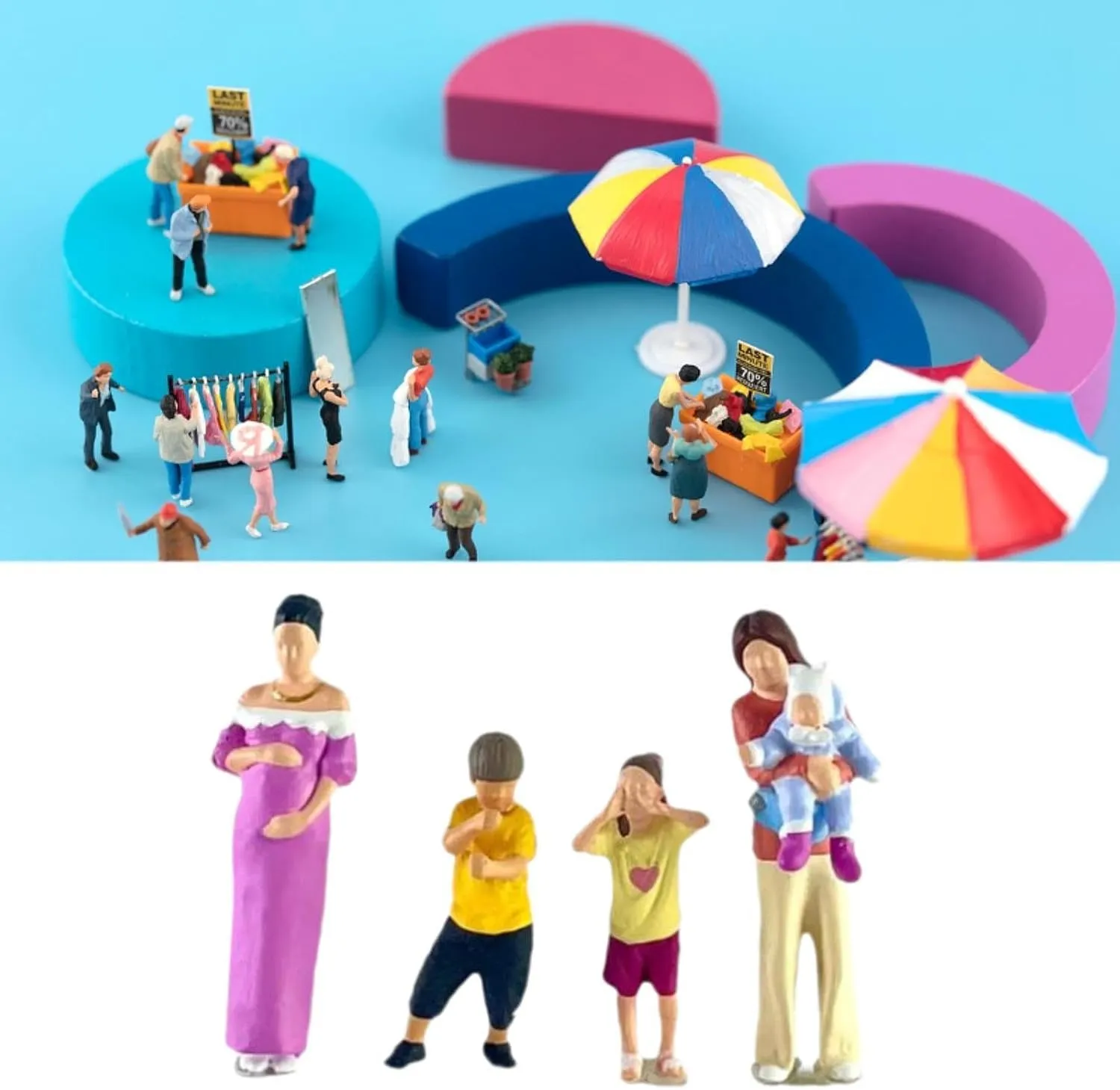 1:64 Scale Diorama Figures People Figurines Set Ideal Gifts Desktop Ornament Hobby Dollhouse Accessories Miniature Scene, Four People Set