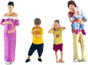 1:64 Scale Diorama Figures People Figurines Set Resin Table Decoration Doll House Accessories Realistic Hobby Miniature Scene, Four People Set