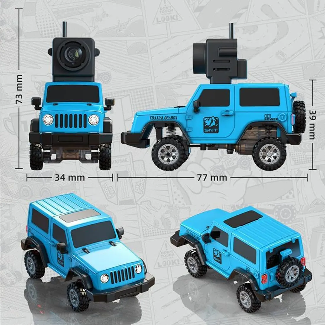 1/64 Scale Mini RC Crawler, 2.4G 4WD Full Proportional Remote Control Climbing Car Model, Electric Off-Road Vehicle Toy Gift for Adult