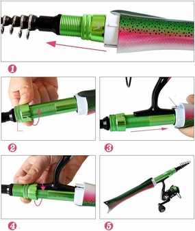 1.6m Personality Telescopic Carbon Fishing Rod Fish Shaped Mini Pocket Pen Sea Ice Fish