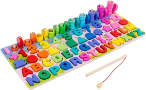 1Set Multifunctional Fishing Early Learning Building Blocks for Funny Educational Plaything for Hand Eye Coordination Safe Natural Non Sharp Edges for Skill Development