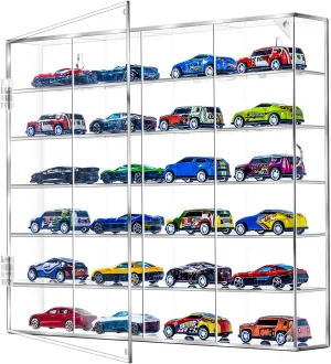 2 Pack Display Case for Hot Wheels - Acrylic Showcase & Storage Organizer - No Assembly Required for Matchbox, Collectible Toy Cars & Model Vehicles (2, 1/64 Scale)