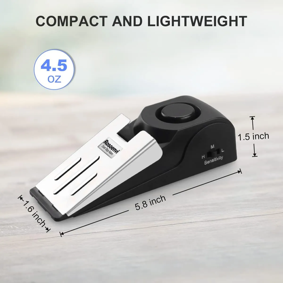 2 Pack Door Stop Alarm, Door Stopper with 120DB Security Alarm, Floor Wedge Door Stop Siren, Door Security Devices for Traveling, Apartment, Hotel and Home, Black