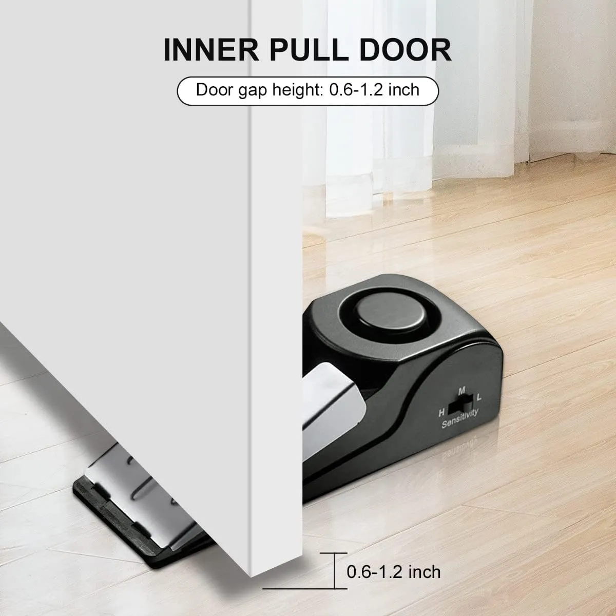 2 Pack Door Stop Alarm, Door Stopper with 120DB Security Alarm, Floor Wedge Door Stop Siren, Door Security Devices for Traveling, Apartment, Hotel and Home, Black