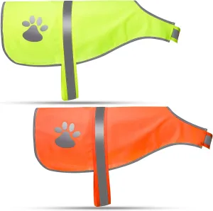 2 Pieces Dog Reflective Vest Adjustable Dog Safety Service Vest Pet High Visibility Apparel for Hunting Outdoor Activities Walking at Night(S,Orange, Fluorescent Yellow)