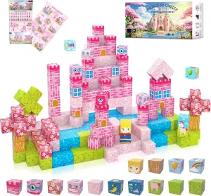 200 PCS Magnetic Building Blocks for Kids Ages 4-8, Princess Castle Garden Magnet STEM Sensory Toys-Magnetic Castle Princess, Christmas Birthday Gifts Toy for Girls & Boys 3  Ages