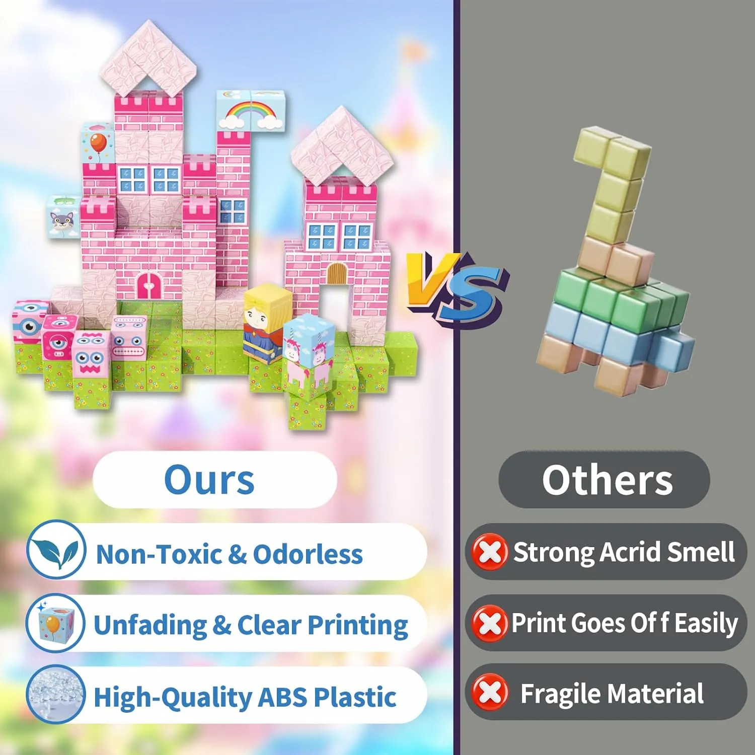 200 PCS Magnetic Building Blocks for Kids Ages 4-8, Princess Castle Garden Magnet STEM Sensory Toys-Magnetic Castle Princess, Christmas Birthday Gifts Toy for Girls & Boys 3  Ages