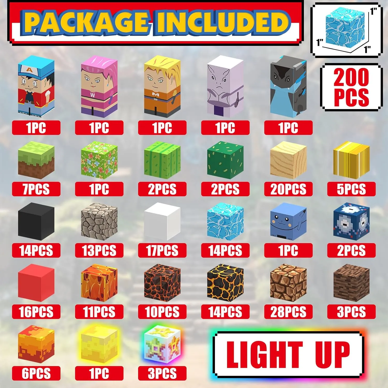 200PCS Magnetic Blocks Building Toys Set, Light Up Build 3D Magnetic Building Blocks for Kids Boys Girls Ages 3 , Magnet Cubes STEM Sensory Christmas Birthday Gift Construction Toys