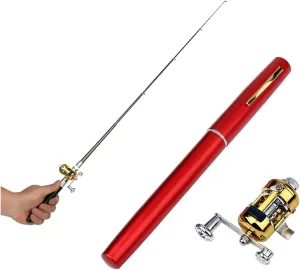2023 Pocket Size Fishing Rod - Pen Fishing Pole and Reel Combo, Portable Telescopic Small Fishing Pole Mini Fishing Rod, Micro Collapsible Fishing Rod and Reel Combo Travel Fishing Kits