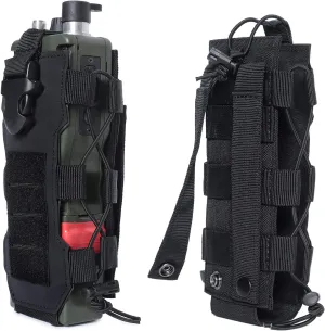 2023 Upgrade Laser Cut Design Molle Radio Pouch Holder & Molle Adjustable Water Bottle Holder 40 oz,Black/Green/Coyote Tan Tactical Bottle Pouch for Backpack Belt