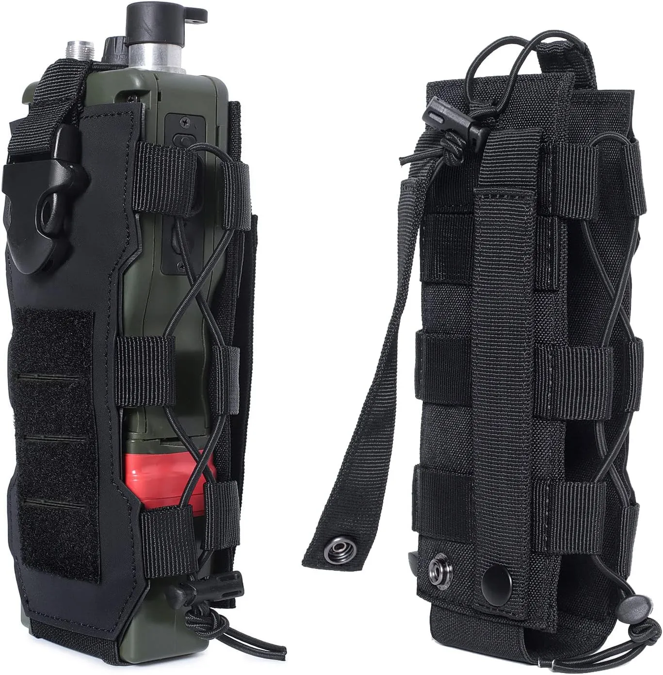 2023 Upgrade Laser Cut Design Molle Radio Pouch Holder & Molle Adjustable Water Bottle Holder 40 oz,Black/Green/Coyote Tan Tactical Bottle Pouch for Backpack Belt