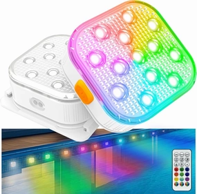 2025 Update Pool Lights for Inground Pool,Rechargeable Submersible LED Light, Pond Led Underwater IP68 Waterproof Hot Tub Lights 16 Color 6 Mode with Remote-2 Pack