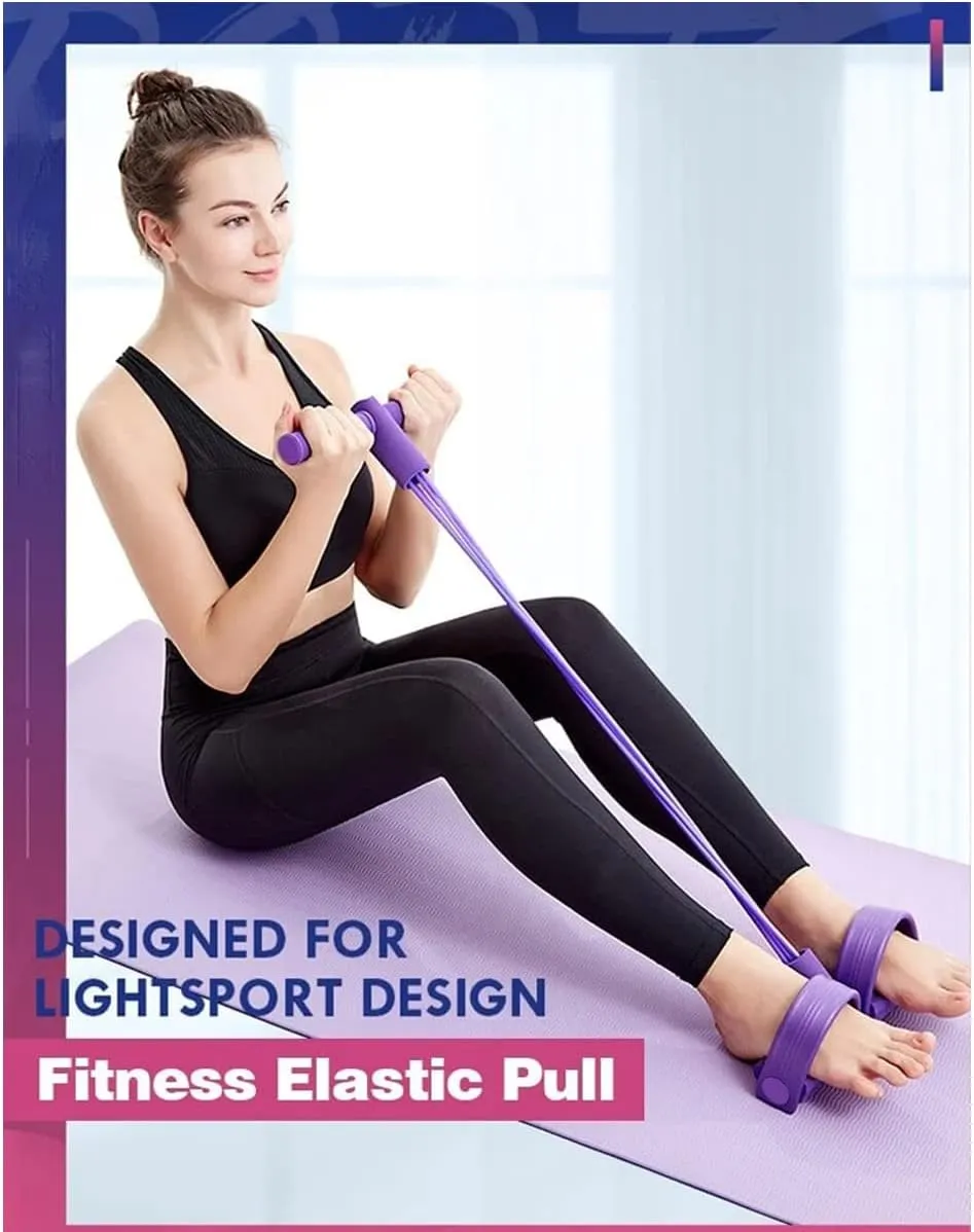 21 Fitness Resistance Bands-4 Tube Pedal Ankle Puller, 2025 New Elastic Yoga Pedal Puller Stretch Band for Exercise, AB Training Auxiliary Device Sit Up Exercise Equipment for Women Men