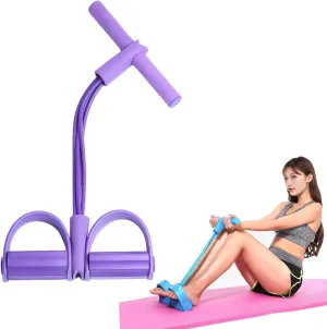 21 Fitness Resistance Bands-4 Tube Pedal Ankle Puller, 2025 New Elastic Yoga Pedal Puller Stretch Band for Exercise, AB Training Auxiliary Device Sit Up Exercise Equipment for Women Men