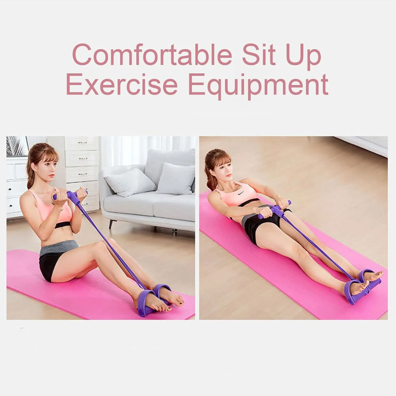 21 Fitness Resistance Bands-4 Tube Pedal Ankle Puller, Pedal Resistance Band with Handle, Ab Training Auxiliary Device, for Abdomen/Waist/Arm/Leg Stretching Slimming Training