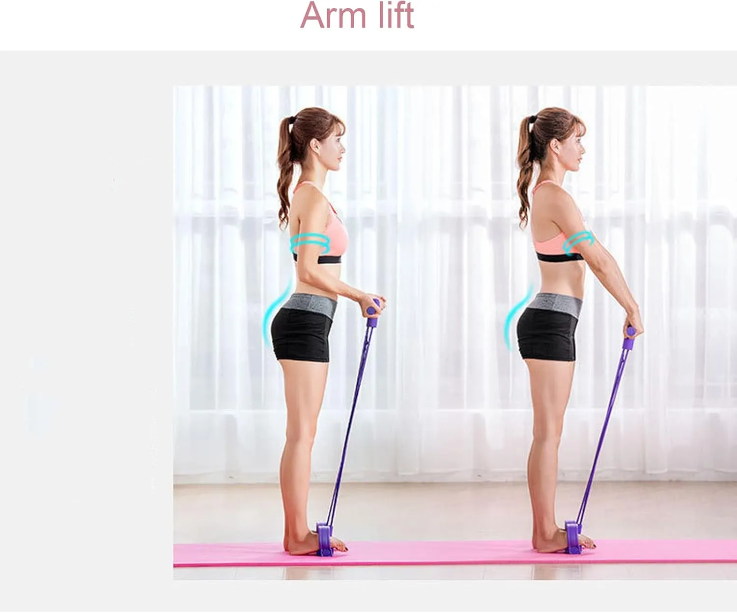 21 Fitness Resistance Bands-4 Tube Pedal Ankle Puller, Pedal Resistance Band with Handle, Ab Training Auxiliary Device, for Abdomen/Waist/Arm/Leg Stretching Slimming Training