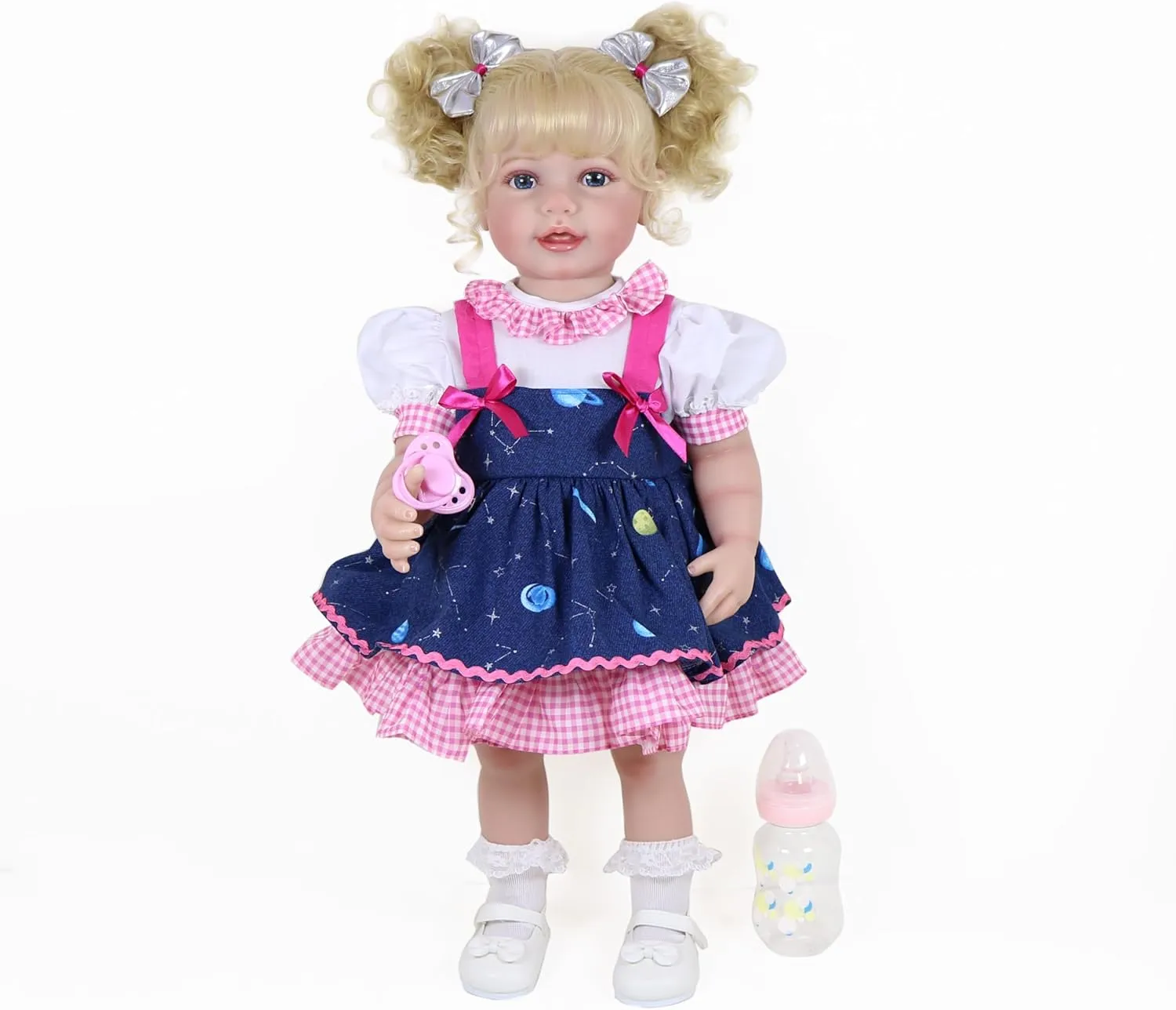 22 Inch Toddler Dolls Galaxia Girl (white and blue)- Baby Dolls Girl- Cute Soft Vinyl Realistic Baby Doll Poseable Smiling Real Life Baby Dolls with Complete Accessories for 3  Years Old Gifts