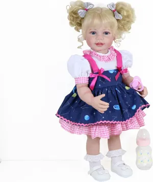 22 Inch Toddler Dolls Galaxia Girl (white and blue)- Baby Dolls Girl- Cute Soft Vinyl Realistic Baby Doll Poseable Smiling Real Life Baby Dolls with Complete Accessories for 3  Years Old Gifts