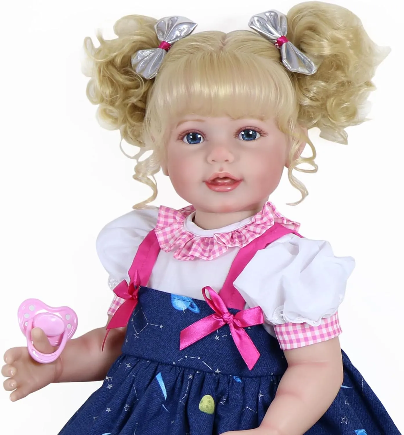 22 Inch Toddler Dolls Galaxia Girl (white and blue)- Baby Dolls Girl- Cute Soft Vinyl Realistic Baby Doll Poseable Smiling Real Life Baby Dolls with Complete Accessories for 3  Years Old Gifts