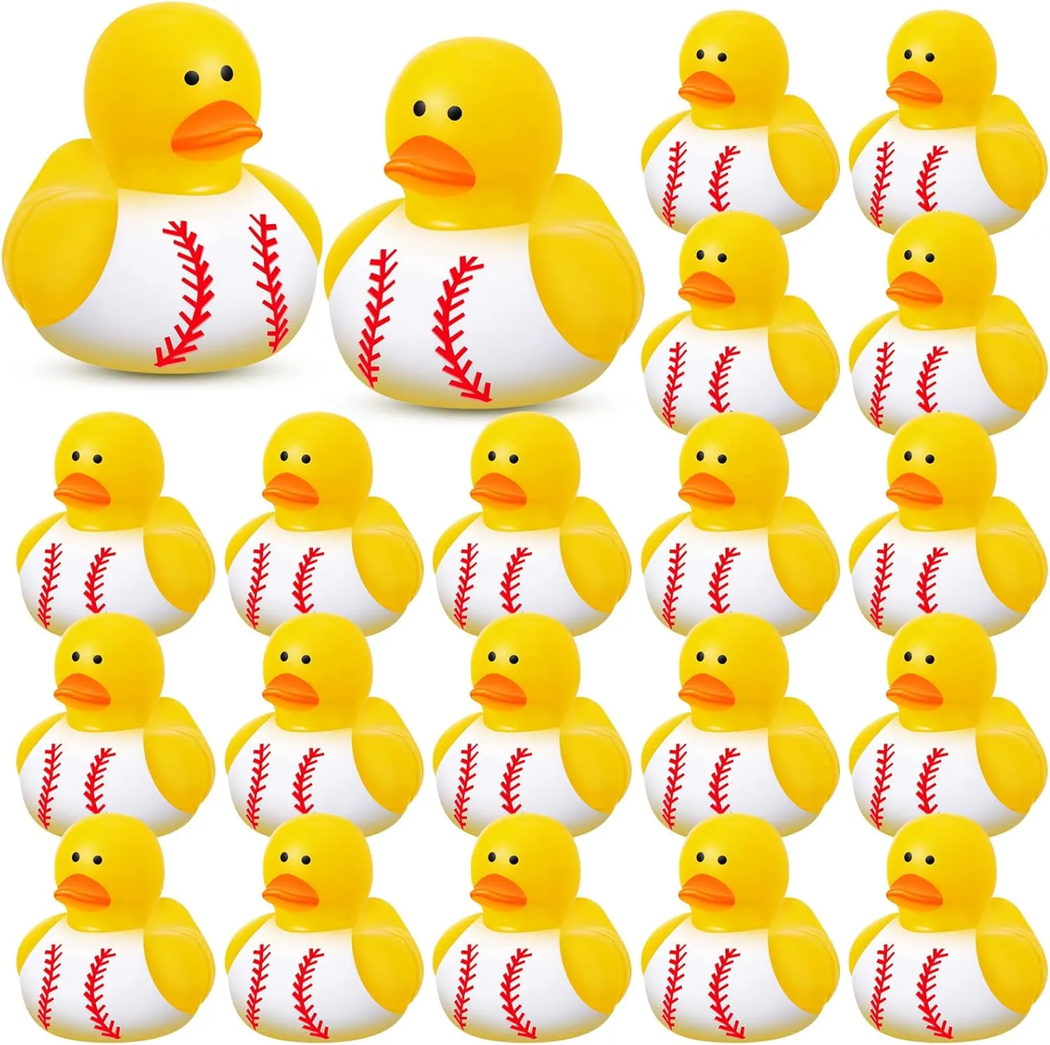 24 Pieces Baseball Rubber Ducks Mini Ducks Yellow Rubber Ducky Bath Toys Baseball Party Favors for Bathtub Gift Classroom Summer Beach Pool Activity Carnival Game