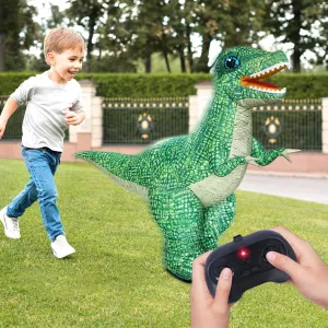 2.4GHZ Remote Control Giant Inflatable Dinosaur Toy for Kids,360°Rotation Robot Dinosaur Toys,Rechargeable Walking Dinosaur Toy for Girls Boys Age 6-12 Birthday Gifts（3Ft Tall）