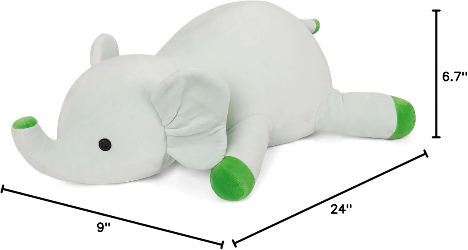 24" | 4.2 Pounds Green Elephant Weighted Stuffed Animals - Cute Weighted Plush Toy Comfort Weighted Plush Pillow Gifts for Kids & Adults (24" | 4.2 lbs, Green Elephant)