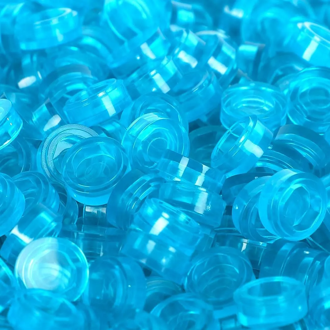 2800PCS Pixel Bricks, 1X1 Classic Round Plates Building Blocks Parts and Pieces - Pixel Arts Dots Bulk Studs Accessories Kit Compatible with Major Brand 98138, Transparent Blue