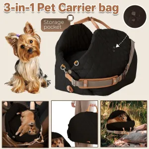 3-IN-1 Black Pet Carrier Bag Dog Cat Car Seat Portable Soft Cage Travel Bag Large