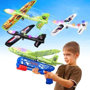 3 Pack Airplane Launcher Toys, 12.6" Foam 2 Flight Mode Led Plane Catapult Boy Toys, Easter Gifts for Kids, Outdoor Flying Toys for Kids Gifts for 4 5 6 7 8 9 10 12 Year Old Boys Girls