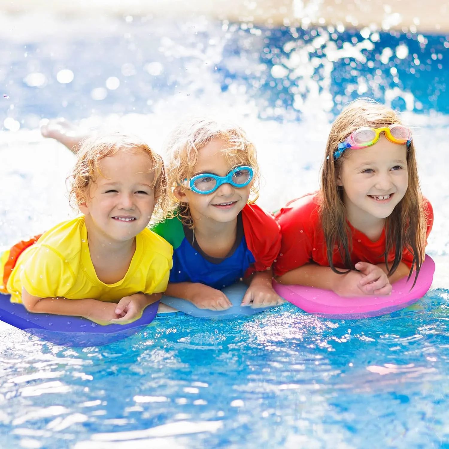 3 Pcs EVA Foam Swimming Kickboard Water Pool Training Swimming Aid Swim Board with Non Slip Edges for Adults Kids Beginner Swimmers Float Exercise Equipment, 3 Colors