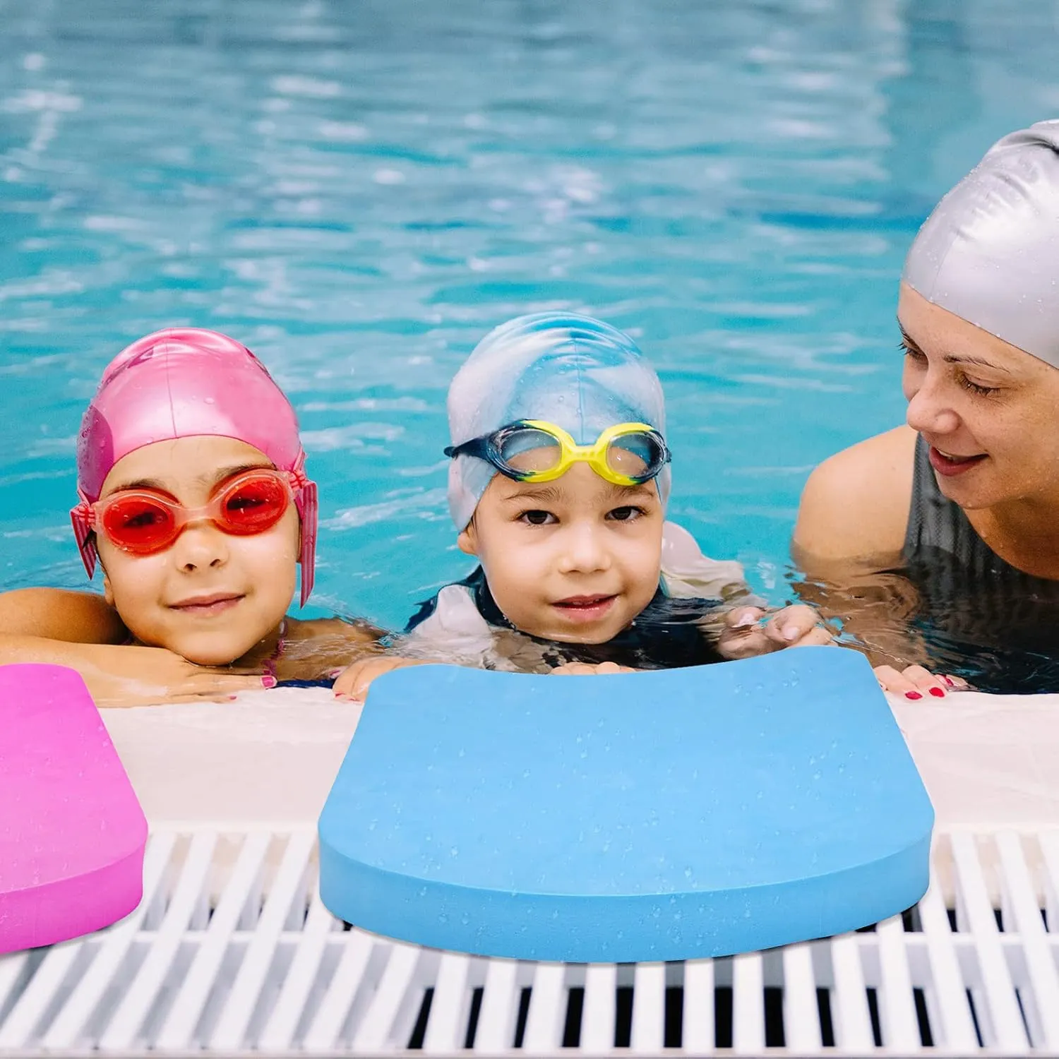3 Pcs EVA Foam Swimming Kickboard Water Pool Training Swimming Aid Swim Board with Non Slip Edges for Adults Kids Beginner Swimmers Float Exercise Equipment, 3 Colors